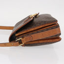 CELINE Macadam Canvas Shoulder Bag PVC Leather Brown Gold Auth ka776-5