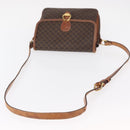 CELINE Macadam Canvas Shoulder Bag PVC Leather Brown Gold Auth ka776-7