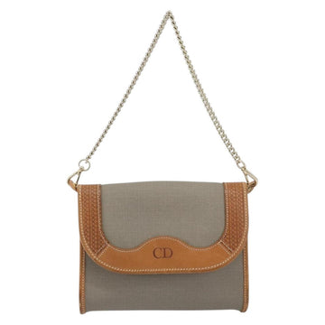 Christian Dior Shoulder Bag PVC Gray Gold Auth ka778 - 0
