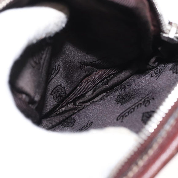 GUCCI Waist Bag Leather Bordeaux Silver 201846 Auth ka781