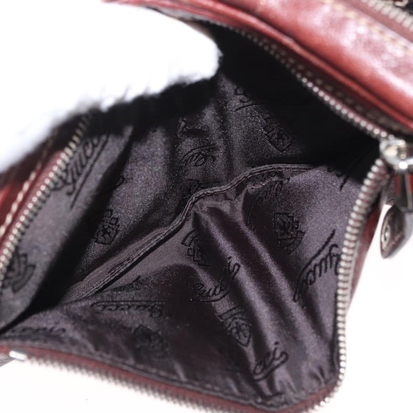GUCCI Waist Bag Leather Bordeaux Silver 201846 Auth ka781