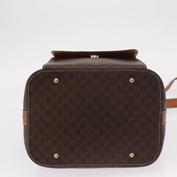 CELINE Macadam Canvas Shoulder Bag PVC Leather 2way Brown Gold Auth ka784