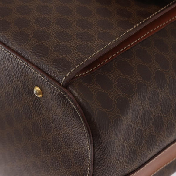 CELINE Macadam Canvas Shoulder Bag PVC Leather 2way Brown Gold Auth ka784