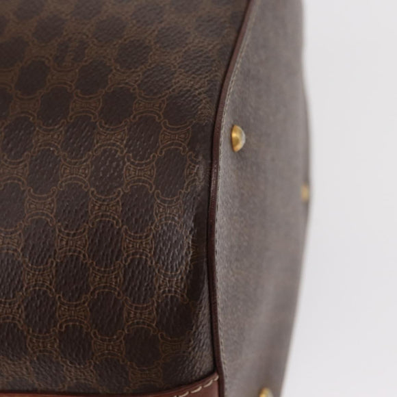 CELINE Macadam Canvas Shoulder Bag PVC Leather 2way Brown Gold Auth ka784