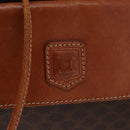 CELINE Macadam Canvas Shoulder Bag PVC Leather 2way Brown Gold Auth ka784-18