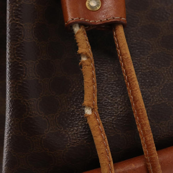 CELINE Macadam Canvas Shoulder Bag PVC Leather 2way Brown Gold Auth ka784