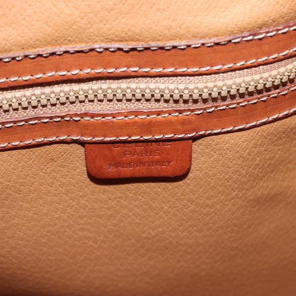 CELINE Macadam Canvas Shoulder Bag PVC Leather 2way Brown Gold Auth ka784