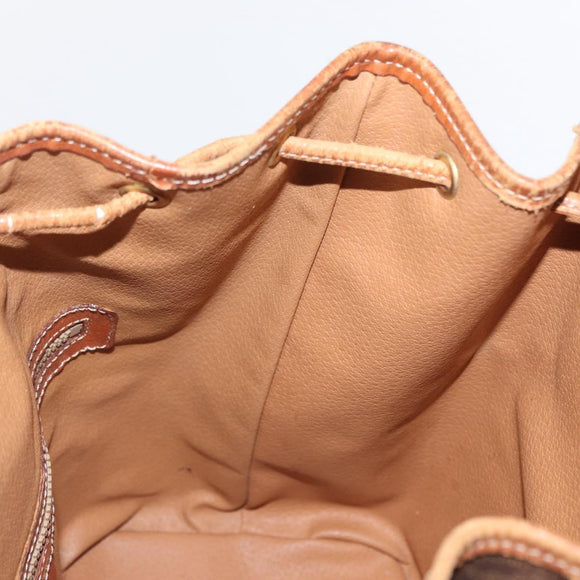 CELINE Macadam Canvas Shoulder Bag PVC Leather 2way Brown Gold Auth ka784