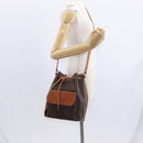CELINE Macadam Canvas Shoulder Bag PVC Leather 2way Brown Gold Auth ka784-26