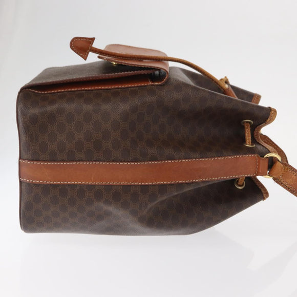 CELINE Macadam Canvas Shoulder Bag PVC Leather 2way Brown Gold Auth ka784