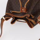CELINE Macadam Canvas Shoulder Bag PVC Leather 2way Brown Gold Auth ka784-6