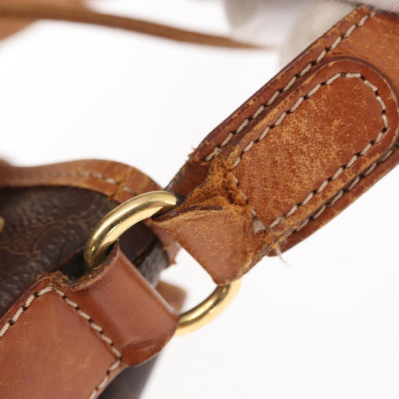 CELINE Macadam Canvas Shoulder Bag PVC Leather 2way Brown Gold Auth ka784