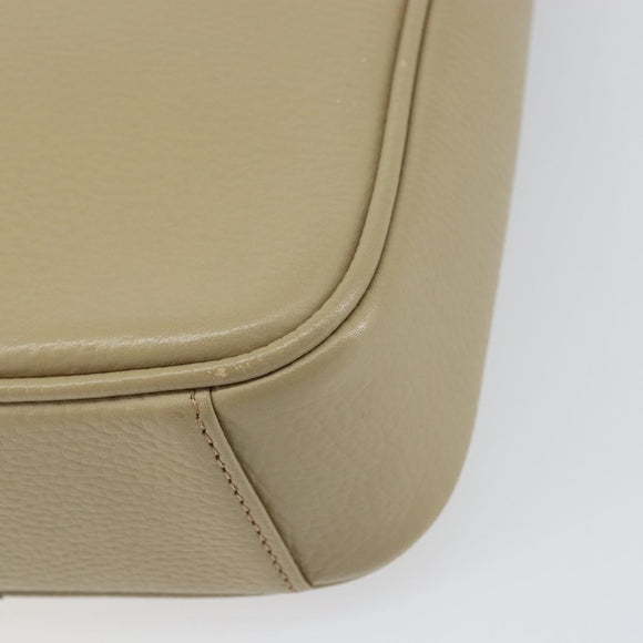 BURBERRY Shoulder Bag Leather Beige Silver Auth ka786