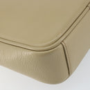 BURBERRY Shoulder Bag Leather Beige Silver Auth ka786-16