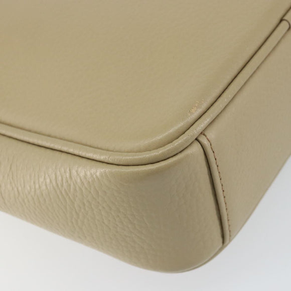BURBERRY Shoulder Bag Leather Beige Silver Auth ka786