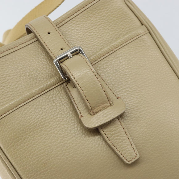 BURBERRY Shoulder Bag Leather Beige Silver Auth ka786