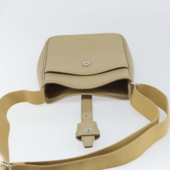 BURBERRY Shoulder Bag Leather Beige Silver Auth ka786
