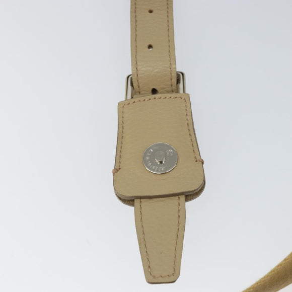 BURBERRY Shoulder Bag Leather Beige Silver Auth ka786