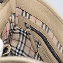 BURBERRY Shoulder Bag Leather Beige Silver Auth ka786-21