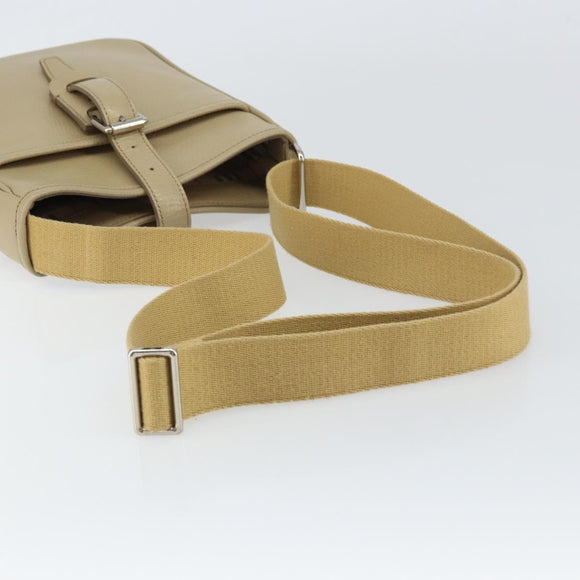 BURBERRY Shoulder Bag Leather Beige Silver Auth ka786