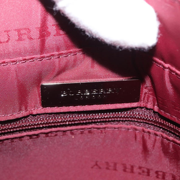 BURBERRY Nova Check Shoulder Bag Nylon Leather Gray Silver Auth ka787