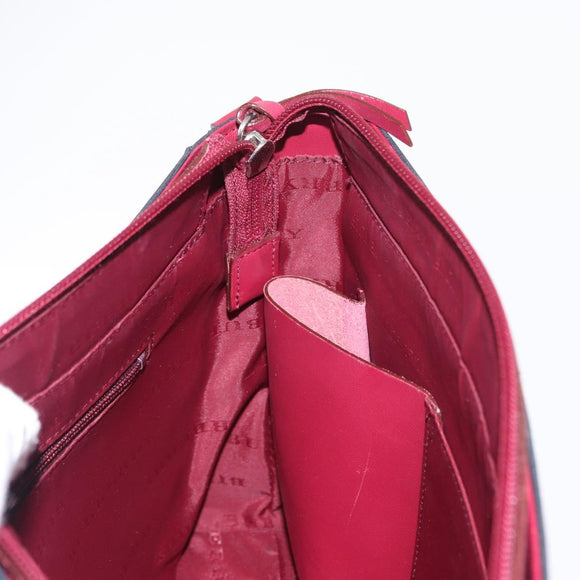 BURBERRY Nova Check Shoulder Bag Nylon Leather Gray Silver Auth ka787