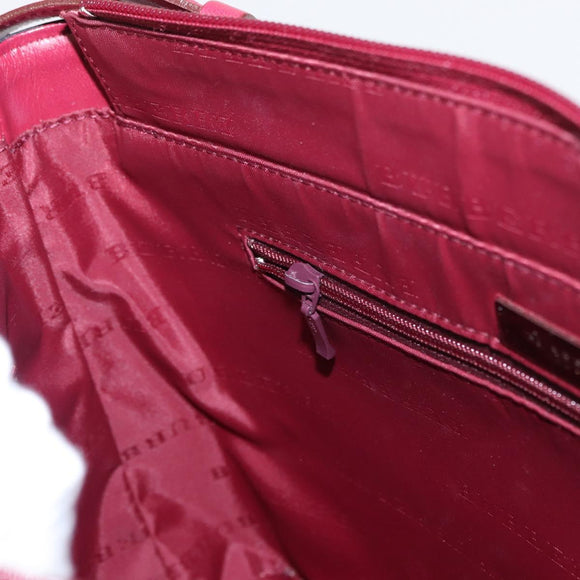 BURBERRY Nova Check Shoulder Bag Nylon Leather Gray Silver Auth ka787