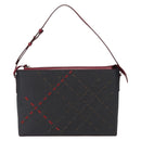 BURBERRY Nova Check Shoulder Bag Nylon Leather Gray Silver Auth ka787-2