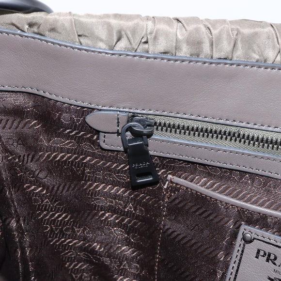 PRADA Shoulder Bag Nylon Leather Gray Auth ka788