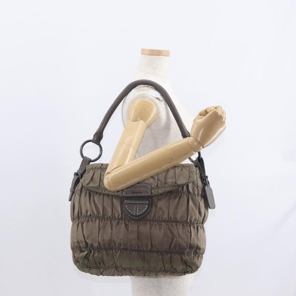 PRADA Shoulder Bag Nylon Leather Gray Auth ka788