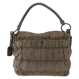 PRADA Shoulder Bag Nylon Leather Gray Auth ka788 - 0
