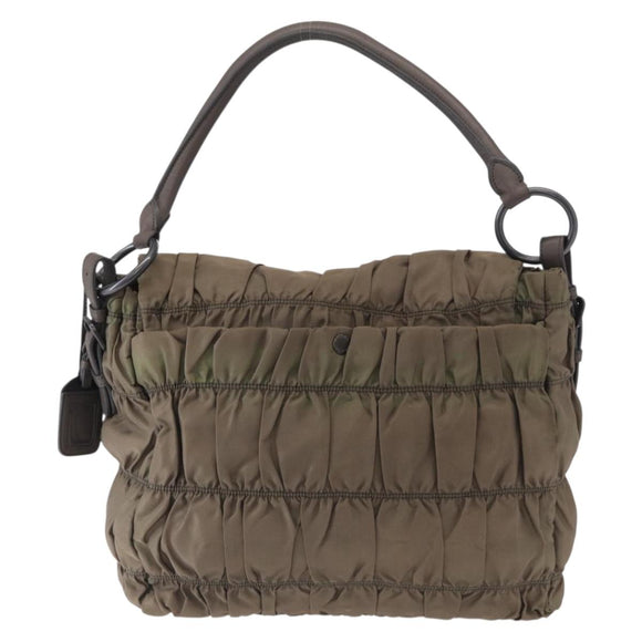 PRADA Shoulder Bag Nylon Leather Gray Auth ka788