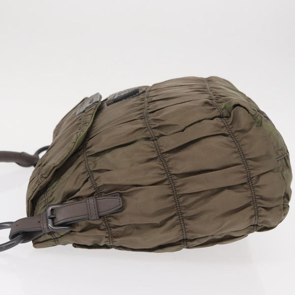 PRADA Shoulder Bag Nylon Leather Gray Auth ka788