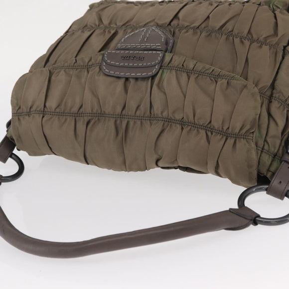 PRADA Shoulder Bag Nylon Leather Gray Auth ka788