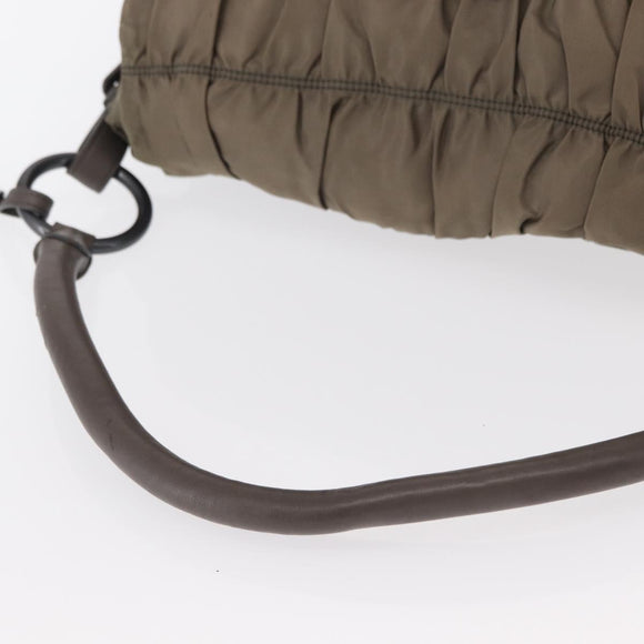 PRADA Shoulder Bag Nylon Leather Gray Auth ka788