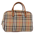 BURBERRY Nova Check Hand Bag Canvas Leather Beige Gold Auth ka789-1