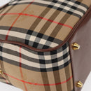 BURBERRY Nova Check Hand Bag Canvas Leather Beige Gold Auth ka789-10