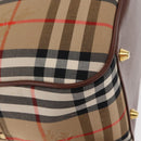 BURBERRY Nova Check Hand Bag Canvas Leather Beige Gold Auth ka789-12