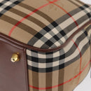 BURBERRY Nova Check Hand Bag Canvas Leather Beige Gold Auth ka789-13