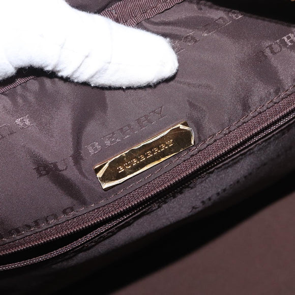 BURBERRY Nova Check Hand Bag Canvas Leather Beige Gold Auth ka789