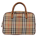 BURBERRY Nova Check Hand Bag Canvas Leather Beige Gold Auth ka789-2