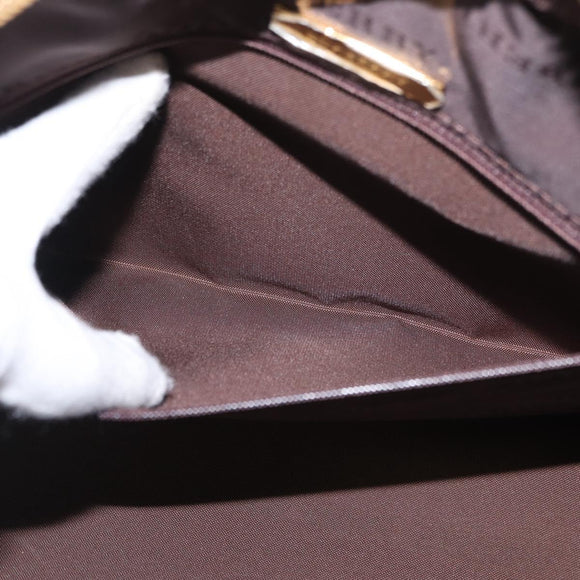 BURBERRY Nova Check Hand Bag Canvas Leather Beige Gold Auth ka789