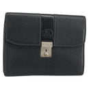 Burberrys Clutch Bag Leather Black Auth ka790-1