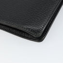 Burberrys Clutch Bag Leather Black Auth ka790-11