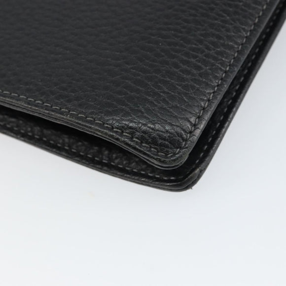 Burberrys Clutch Bag Leather Black Auth ka790