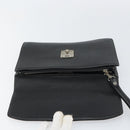 Burberrys Clutch Bag Leather Black Auth ka790-14