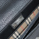 Burberrys Clutch Bag Leather Black Auth ka790-15
