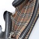 Burberrys Clutch Bag Leather Black Auth ka790-16