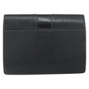Burberrys Clutch Bag Leather Black Auth ka790-3