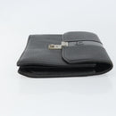 Burberrys Clutch Bag Leather Black Auth ka790-4
